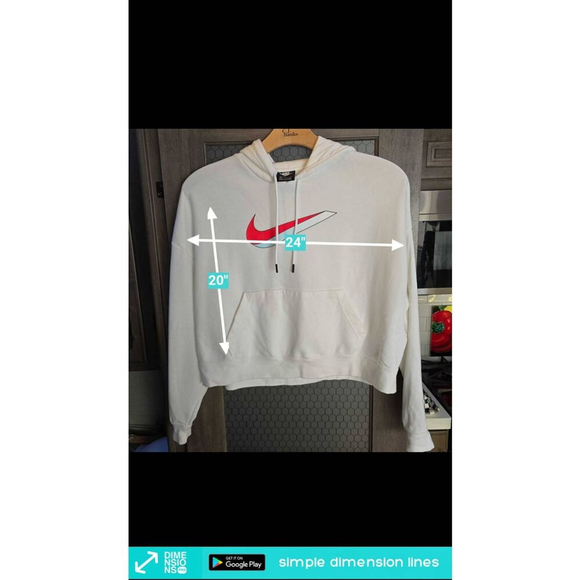 Nike Tops - Nike White Swoosh Pink Graphic Hoodie With Front Pockets. M